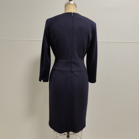 Louis Féraud Wool Ponte dress with silk lining in navy blue, Size 8 - Picture 13 of 13